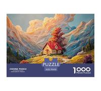 A Beautiful House in The Mountains 1000 Pezzi Cartoncino Premium Puzzle Mountain Valley Cottage Immagini Vibranti Gioco Creativo Puzzle Per Adulti E Bambini 70x50cm/1000pcs
