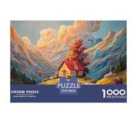 A Beautiful House in The Mountains 1000 Pezzi Cartone Robusto Puzzle Mountain Valley Cottage Antistress Gioco Per Famiglie Puzzle Per Adulti E Bambini 38x26cm/1000pcs