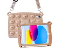 A-BEAUTY Custodia Compatibile con iPad di 10a Generazione, 2022 da 10,9 Pollici, con Portapenne, Supporto, Tracolla, Orso Marrone