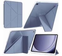 A-BEAUTY Custodia Compatibile con Samsung Galaxy Tab A11 / Tab A9 8.7-Pollici 2025/2023 con Portapenne, Cover Trasparente Antiurto, Supporto Trifold 6 in 1 a Forma di Y, Blu Grigio