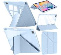 A-BEAUTY Custodia Compatibile con Samsung Galaxy Tab S6 Lite 10.4 Pollici 2024/2022/2020, Cover Trasparente Antiurto, Supporto Trifold 6 in 1 a Forma di Y, Auto Sonno/Veglia, Blu Cielo