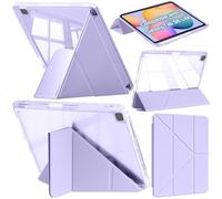 A-BEAUTY Custodia Compatibile con Samsung Galaxy Tab S6 Lite 10.4 Pollici 2024/2022/2020, Cover Trasparente Antiurto, Supporto Trifold 6 in 1 a Forma di Y, Auto Sonno/Veglia, Lilla