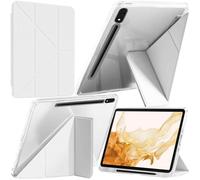A-BEAUTY Custodia Compatibile con Samsung Galaxy Tab S8 2022/S7 2021 11 Pollici, Cover Trasparente Antiurto, Supporto Trifold 6 in 1 a Forma di Y, Auto Sonno/Veglia, Bianco