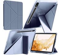 A-BEAUTY Custodia Compatibile con Samsung Galaxy Tab S8 2022/S7 2021 11 Pollici, Cover Trasparente Antiurto, Supporto Trifold 6 in 1 a Forma di Y, Auto Sonno/Veglia, Lavanda