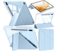 A-BEAUTY Custodia Compatibile con Samsung Galaxy Tab S8 Plus 2022 / S7 FE 2021 / S7 Plus 2020 12.4 Pollici, Cover Trasparente Antiurto, Supporto Trifold 6 in 1 a Forma di Y, Blu Cielo