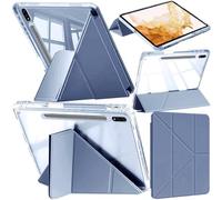 A-BEAUTY Custodia Compatibile con Samsung Galaxy Tab S8 Plus 2022 / S7 FE 2021 / S7 Plus 2020 12.4 Pollici, Cover Trasparente Antiurto, Supporto Trifold 6 in 1 a Forma di Y, Lavanda