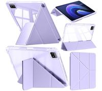 A-BEAUTY Custodia Compatibile con Xiaomi Pad 6/6 Pro 11 Pollici 2023 con Portapenne, Cover Trasparente Antiurto, Supporto Trifold 6 in 1 a Forma di Y, Auto Sonno/Veglia, Lilla