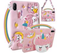 A-BEAUTY Custodia per bambini compatibile con Huawei MatePad SE 11 pollici 2024, custodia antiurto in silicone con unicorno cartone animato con supporto per manico, tracolla