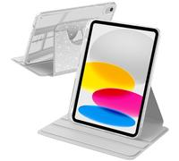 A-BEAUTY Custodia Rotante Compatibile con iPad (A16) 11a/10a Generazione (2025/2022) con Portapenne, Posteriore Chiaro Trasparente Cover Antiurto, Auto Sonno/Veglia, Argento