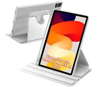 A-BEAUTY Custodia Rotante Compatibile con Xiaomi Redmi Pad SE 11 Pollici 2023, con Portapenne, Antiurto Trasparente Cover, Auto Svegliati/Sonno, Argento