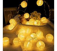 A.bigwhale Luci a stringa a lanterna a LED, 16 luci a lanterna a LED, luci a stringa a batteria, decorazioni per interni per camera da letto, matrimoni, feste, patio, cortile