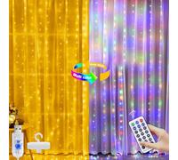 A.bigwhale Tenda Luminosa 3x3 m, 300 LED Catena Luminosa Interni Dimmerabile Bianco Caldo/Colorato con 12 Modalità Telecomando Timer, Catene Luminose per Camere Pareti Feste Decorazioni Natalizie