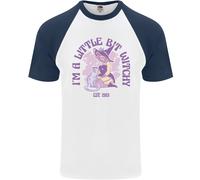 A Bit Witchy Divertente Gatto di Halloween Strega DA UOMO S/S Baseball T-Shirt
