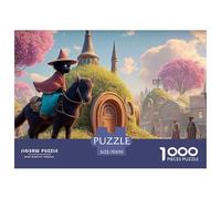 A Black Cat Dressed in Red And Blue 1000 Pcs Cartone Robusto Puzzle Hobbit-style House Sfida Unica Gioco Per Famiglie Puzzle Per Bambini 70x50cm/1000pcs
