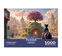 A Black Cat Dressed in Red And Blue 1000 Piece Carta Premium Puzzle Cherry Blossom Cloud Manor Antistress Jigsaw Arredo Per Amici 70x50cm/1000pcs