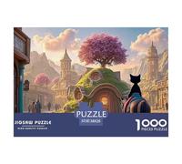 A Black Cat Dressed in Red And Blue 1000 Pz Carta Premium Puzzle Cherry Blossom Cloud Manor Meditativo Jigsaw Arredo Per Bambini 38x26cm/1000pcs