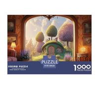 A Black Cat Sits on The Red Sofa 1000 Pezzi Carta Ecologica Puzzle Pastel Cats & Hobbit Style House Immagini Vibranti Gioco Per Famiglie Puzzle Decorazioni Per La Casa 38x26cm/1000pcs