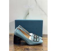 A.Bocca Two For Love Mocassino Donna Pelle Cielo Tacco Luxury Handmade 39