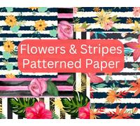 A Book of Flowers and Stripes Patterned Paper: Double sided patterned paper for scrapbooking, decoupage and card making supplies, paper crafts supplies, journaling, decorative. 7.5 inches by 6 inches