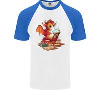 A Book Reading Dragon Bookworm Fantasy Uomo S/S Baseball T-Shirt