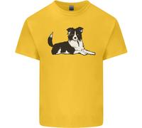 A Border Collie Cane Sdraiato Giù T-Shirt Ragazzi Ragazze
