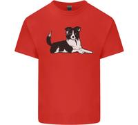 A Border Collie Cane Sdraiato Giù T-Shirt Ragazzi Ragazze