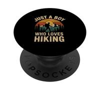 A Boy Who Loves Hiking Retro Vintage Nature Camper Uomo Bambini PopSockets PopGrip Adesivo