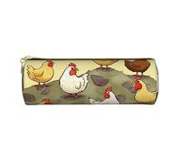 A Brood of Chickens - Astuccio in pelle con stampa di galline, per penne, matite, cosmetici, cosmetici, ufficio, per uomini e donne, Una fuga di polli, Taglia unica