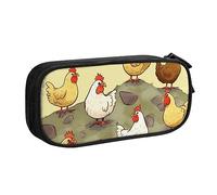 A Brood of Chickens - Astuccio per matite, trucchi, gioielli, portatile, da viaggio, colore: nero, Nero , Taglia unica, Astuccio portamatite