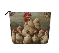 A Brood of Chickens Borsa per il trucco con stampa carina borsa cosmetica per donna pochette da viaggio borsa da toilette per donna, Nero , Taglia unica