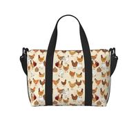 A Brood of Chickens - Borsone da viaggio in tessuto Oxford, leggero, da donna, ideale per palestra, Nero , Taglia unica