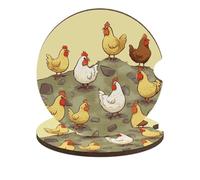 A Brood of Chickens - Confezione da 2 sottobicchieri universali antiscivolo con base in sughero e intaglio per le dita, accessori per auto per donne e uomini