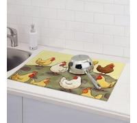 A Brood Of Chickens - Tappetino scolapiatti per bancone della cucina, in microfibra, assorbente, reversibile, lavabile, 45,7 x 61 cm, facile da pulire, per decorare la casa, la cucina, la sala da
