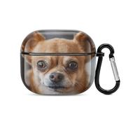 A Brown Chihuahua Bluetooth Earbuds Case Cover Full Body Protezione Antiurto Custodia rigida Supporto Ricarica Wireless con Portachiavi Regalo Personalizzato per AirPods 3