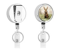 A Brown Rabbit Badge Reel retrattile con portachiavi porta badge divertente porta badge per insegnante, infermiera, dottore, lavoratore, regalo, targhetta identificativa, clip decorative in metallo