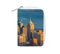 A Busy Town in The City, porta carte di credito per uomini e donne, in pelle, con 20 scomparti per carte, piccola borsa con cerniera