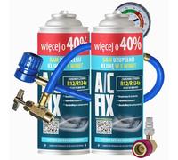 A/C FIX Sostituzione gas R134a 2 x 235 g + tubo e adattatore per aria condizionata auto 1995-2016 - Refrigeratore per climatizzatore automobilistico - Gas per climatizzatore auto