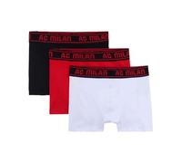 A.C. Milan Boxer, Mutande con Logo in Cotone, Prodotto Ufficiale, Pacco da 3, Ragazzo, Nero, Bianco e Rosso, 14 Anni