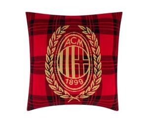 A.C. Milan Cuscino A Quadri, Prodotto Ufficiale, in Cotone, 40x40 cm
