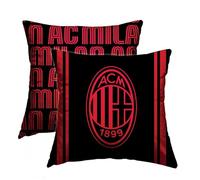 A.C. Milan - Federa decorativa per cuscino, 40 x 40 cm, 100% cotone, per camera da letto dei ragazzi