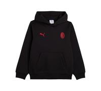 A.C. Milan - Felpa con Cappuccio FtblESS Bambino, Felpa con Logo Puma, Prodotto Ufficiale, Bambino, Nero, 12 Anni