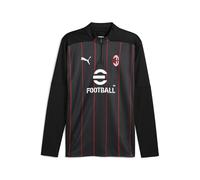 A.C. Milan - Maglia Prematch con Zip a 1/4, Adulto, Maglia da Calcio e da Allenamento a Maniche Lunghe, con Logo AC Milan e Puma, Prodotto Ufficiale, Unisex, Nero, S