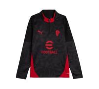 A.C. Milan - Maglia Training con Zip 1/4 Bambino, Felpa Gara da Allenamento, Stagione 2025/2026, Prodotto Ufficiale, Bambino, Nero, 10 Anni