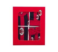 A.C. Milan - Scatola Regalo 4 Pezzi, Body Manica Corta, Calzini, Cuffietta e Bavaglino, Prodotto Ufficiale, Taglia 6 Mesi