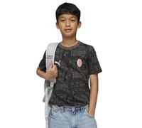 A.C. Milan - T-Shirt FtblCulture AOP Bambino, Maglietta con Logo Puma, Prodotto Ufficiale, Bambino, Nero, 12 Anni