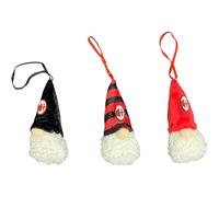 A.C. Milan, Tris di Gnomi Natalizi, 3 Folletti, Altezza 10 Cm, Decorazioni Albero Di Natale, Rosso e Nero, Prodotto Ufficiale Milan