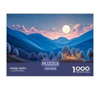 A Cabin in The Mountains 1000 Pezzi Cartoncino Premium Puzzle Cozy Cabin in A Moonlit Mountain Antistress Gioco Creativo Puzzle Per Bambini 52x38cm/1000pcs