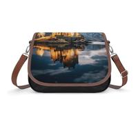 A Castle by The Lake Borsa a tracolla da donna, in pelle, tracolla regolabile, rimovibile, borse a mani libere