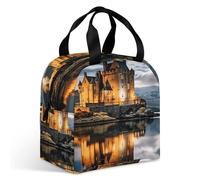 A Castle by The Lake - Borsa per il pranzo per adulti, a tenuta stagna, isolata, con cerniera e tasche multiple, grande capacità, per ufficio, lavoro, picnic