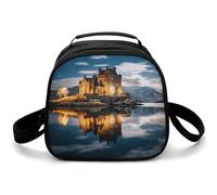 A Castle by The Lake, borsa termica per il pranzo, piccola borsa termica con tracolla regolabile, riutilizzabile, per lavoro, picnic, viaggi